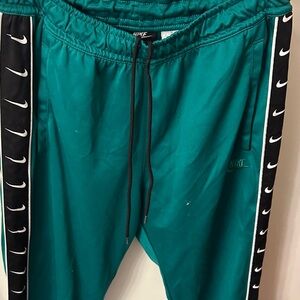 Nike Green Joggers with Black and White Details